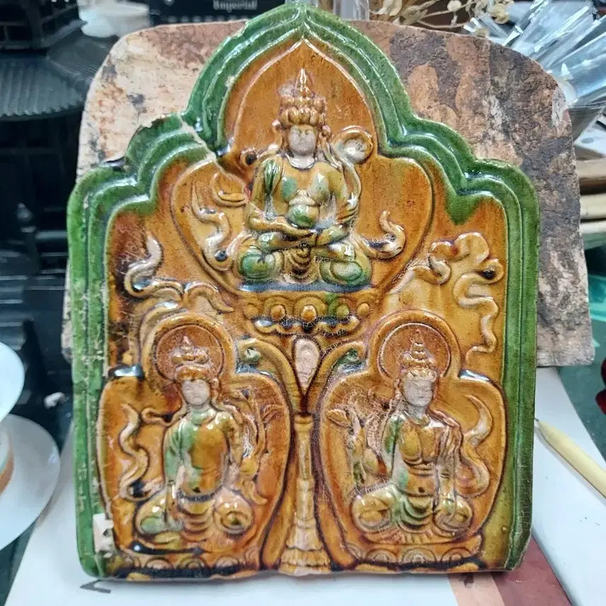 [BUNJANG] Yue Three-Color Stone Buddha Statue / 불상 도자기(요 삼채 전돌)