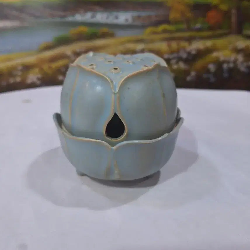 [BUNJANG] Goryeo Celadon Style Lotus Flower Incense Burner / 도자기 향로