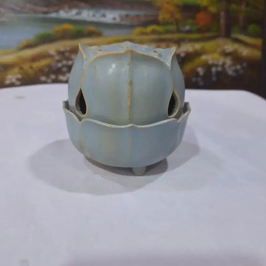 [BUNJANG] Goryeo Celadon Style Lotus Flower Incense Burner / 도자기 향로