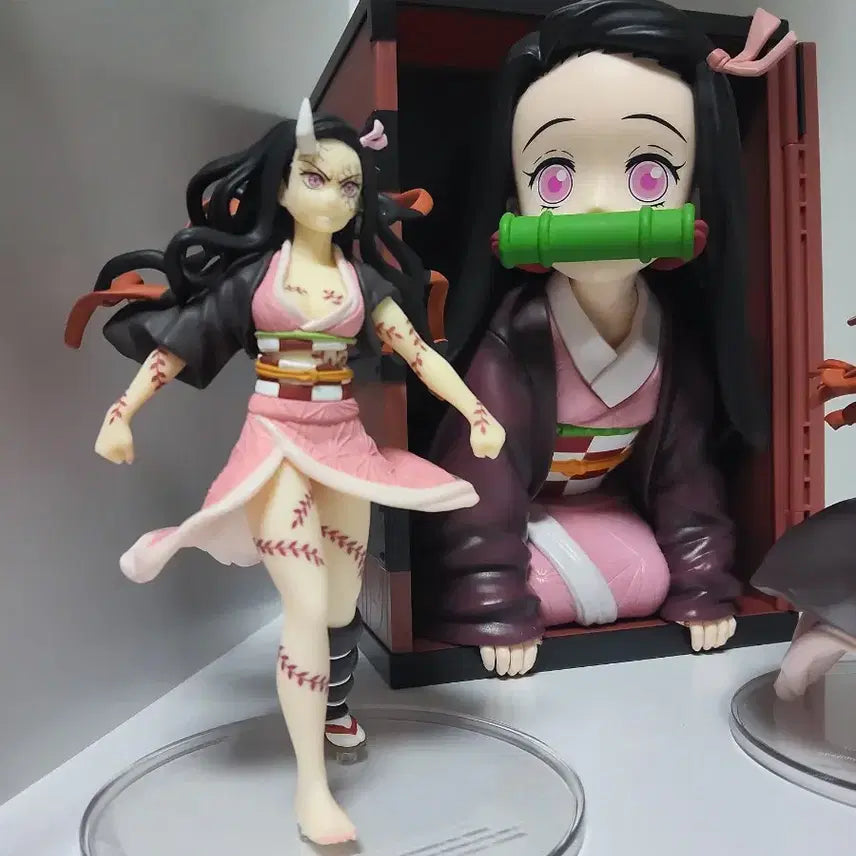 [BUNJANG] Demon Slayer Nezuko Figure 3-Set with Popcorn Bucket / 일괄 ]귀멸의 칼날 네즈코 피규어 3종 세트 코노피그, 팝콘통