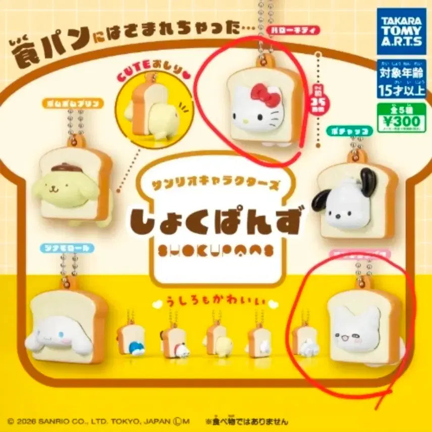 [BUNJANG] Sanrio Shokupanman Gacha Kitty &amp; Hanumaru Bundle Set / 산리오 식빵 가챠 키티+하나마루 일괄