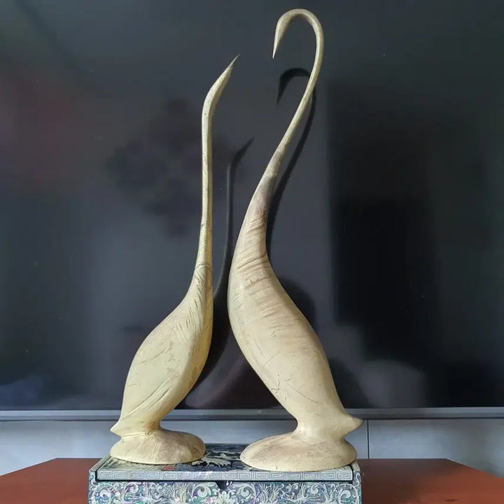 [BUNJANG] Bronze and Brass Crane and Stork Couple Sculpture / 청동 커플.두루미 황새 커플 황동