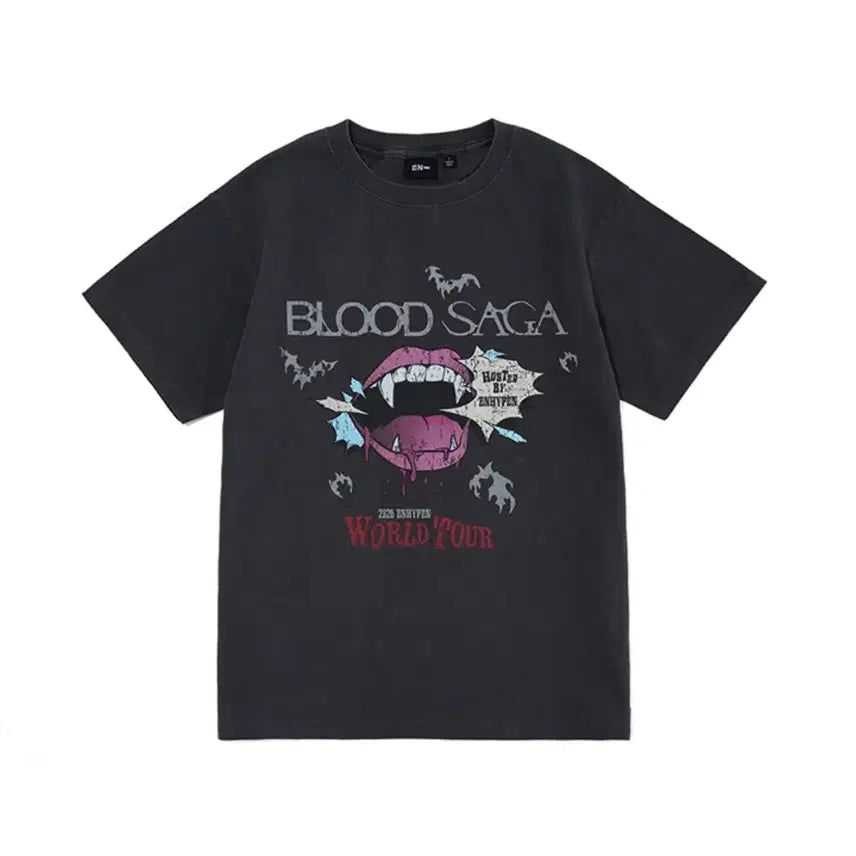 [BUNJANG] ENHYPEN Blood Saga World Tour T-Shirt Charcoal S / 엔하이픈 블러드 사가 월드투어 반팔 티셔츠 차콜S