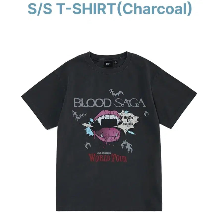 [BUNJANG] ENHYPEN Charcoal M Blood Album Short Sleeve T-Shirt / 엔하이픈  챠콜M  블러드 사가 반팔 티셔츠