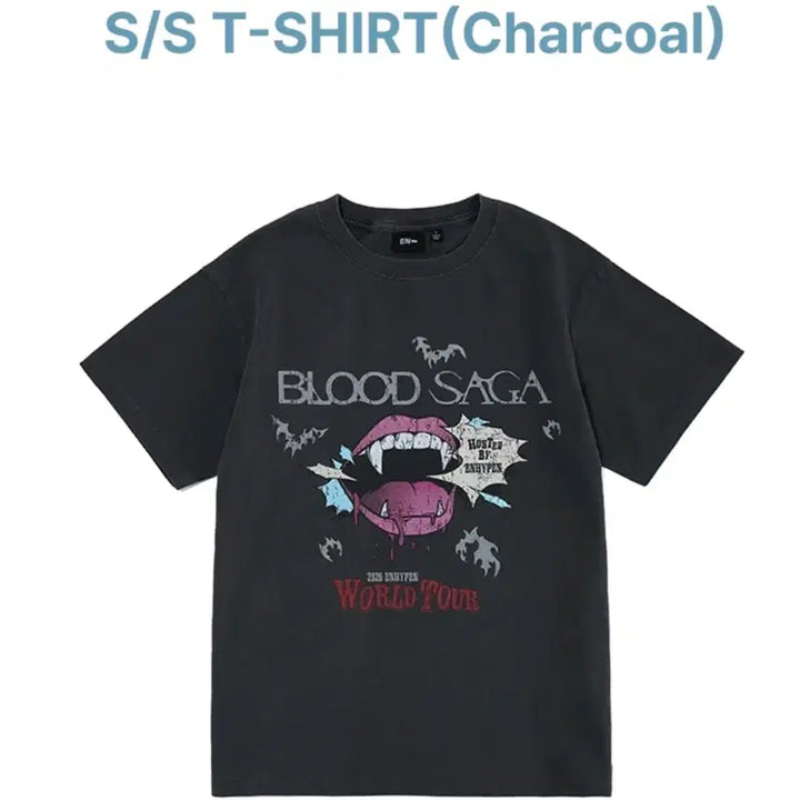 [BUNJANG] ENHYPEN Charcoal M Blood Album Short Sleeve T-Shirt / 엔하이픈  챠콜M  블러드 사가 반팔 티셔츠