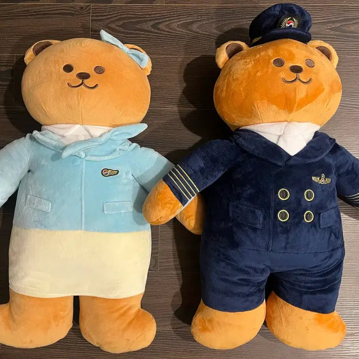 [BUNJANG] Korean Air x WiggleWiggle Flight Attendant &amp; Pilot Bear Set / 대한항공 x 위글위글 콜라보 승무원 파일럿 곰돌이 세트