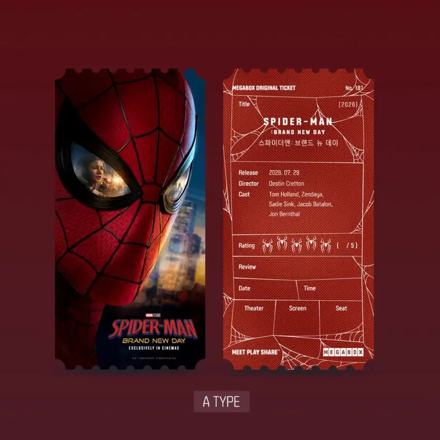 [BUNJANG] Spider-Man Original Ticket Type A / 스파이더맨 오리지널티켓 A타입 새상품