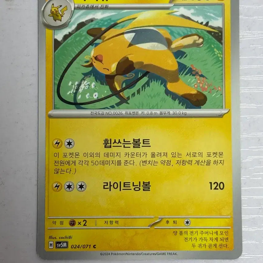 [BUNJANG] Pokemon Card Raichu 024 / [귀여운 포켓몬카드] 라이츄 024