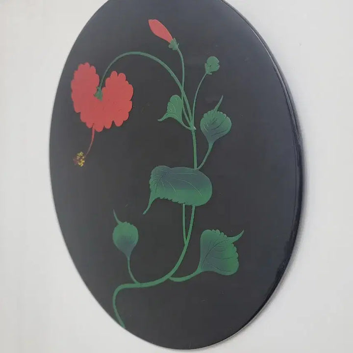 [BUNJANG] Ryukyu Lacquerware Hibiscus Lacquer Plate / 일본 류큐칠기 히비스커스 옻칠