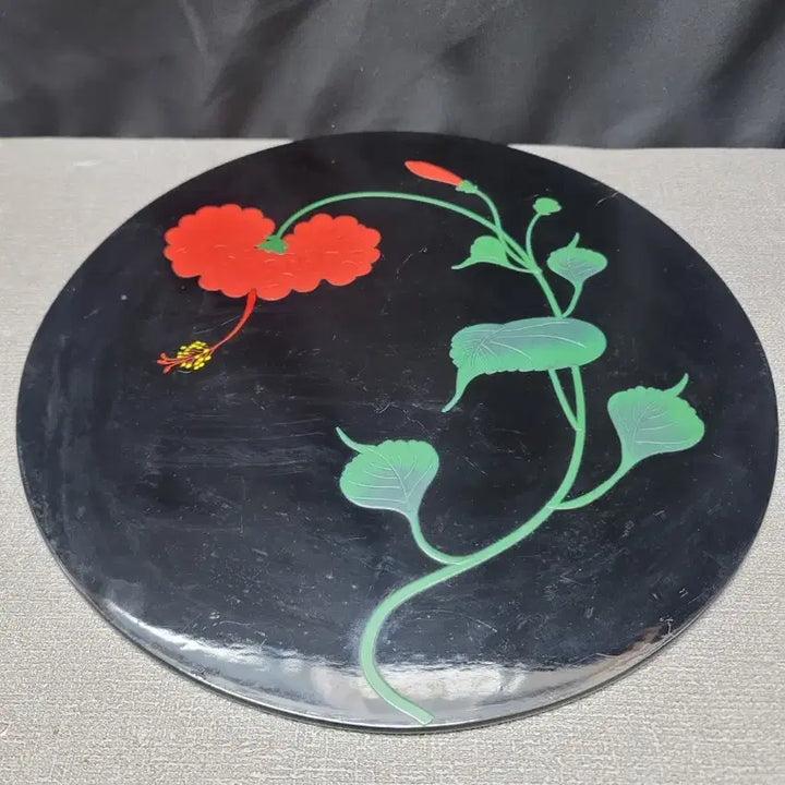 [BUNJANG] Ryukyu Lacquerware Hibiscus Lacquer Plate / 일본 류큐칠기 히비스커스 옻칠