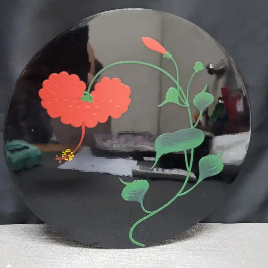 [BUNJANG] Ryukyu Lacquerware Hibiscus Lacquer Plate / 일본 류큐칠기 히비스커스 옻칠