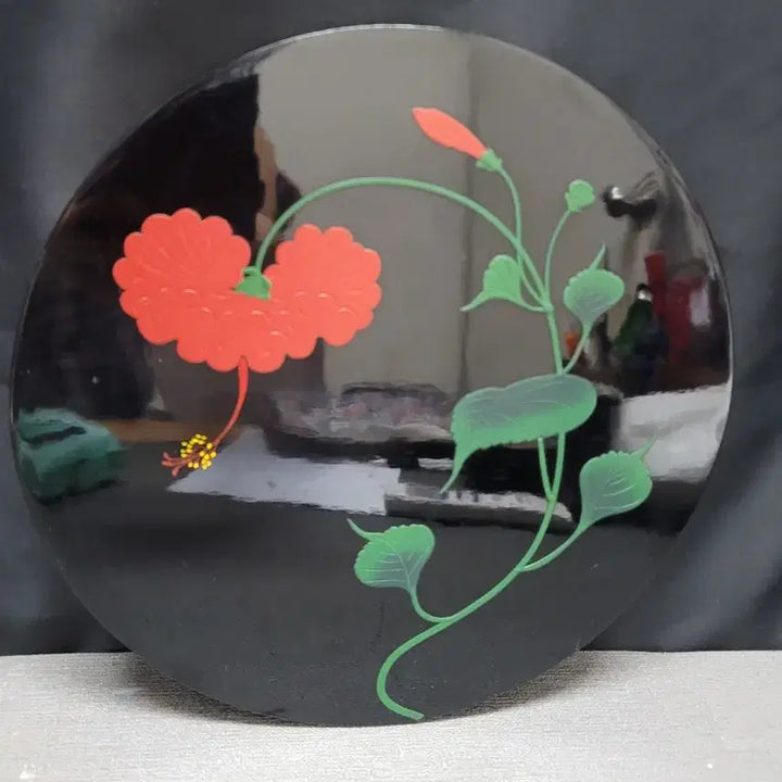 [BUNJANG] Ryukyu Lacquerware Hibiscus Lacquer Plate / 일본 류큐칠기 히비스커스 옻칠