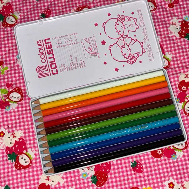 [BUNJANG] 1992 Kiki &amp; Lala 12-Color Colored Pencils Classic Stationery Sanrio / 1992년 고전 키키라라 12색 색연필 고전문구 산리오