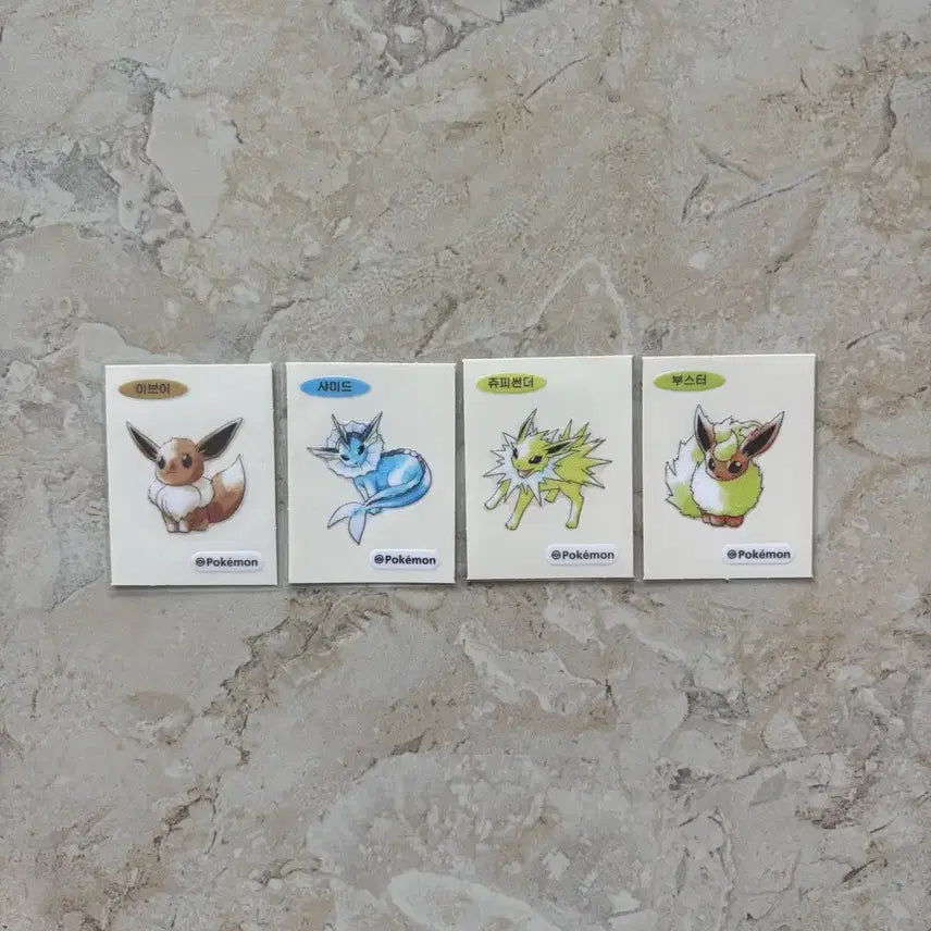 [BUNJANG] Pokemon 30th Anniversary Artwork "80s Style" Sticker Set (Eevee, Vaporeon, Jolteon, Flareon) / 포켓몬 띠부씰 30주년 아트워크 팔아요(이브이,샤미드,쥬피썬더,부스터)