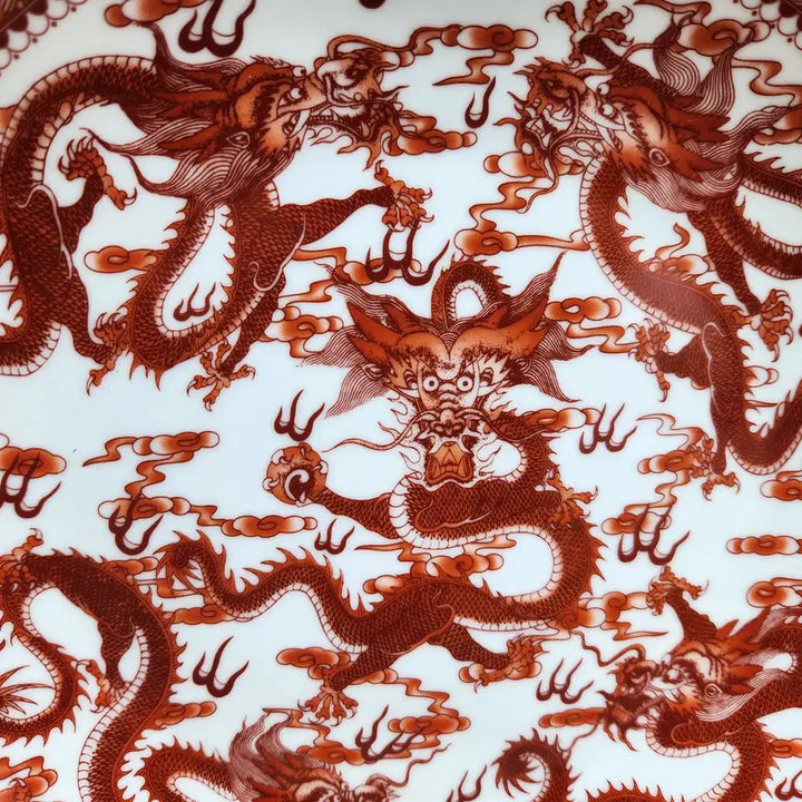 [BUNJANG] Chinese Celadon Five Dragon Plate Qing Dynasty Qianlong Reign / 중국도자기 오룡 접시