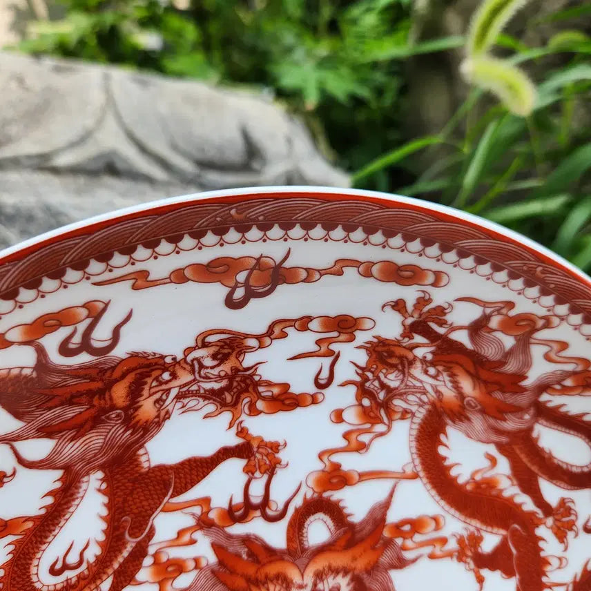 [BUNJANG] Chinese Celadon Five Dragon Plate Qing Dynasty Qianlong Reign / 중국도자기 오룡 접시