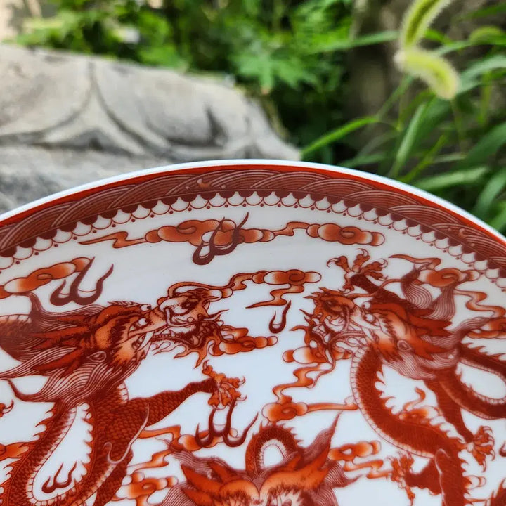 [BUNJANG] Chinese Celadon Five Dragon Plate Qing Dynasty Qianlong Reign / 중국도자기 오룡 접시