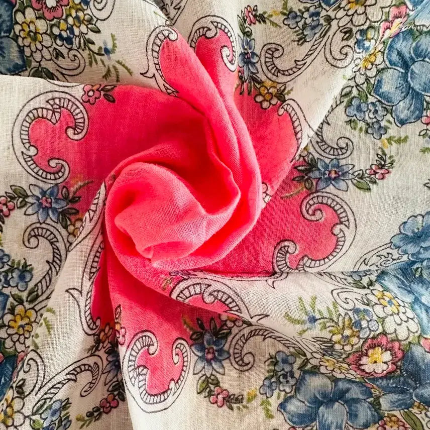 [BUNJANG] Vintage Flower Handkerchief / 빈티지 핑크&amp;블루 플라워 행키