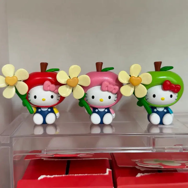 [BUNJANG] Hello Kitty Apple Kitty Flower Pinwheel Figure Set (3 Types) / (새상품) 헬로키티 애플키티 플라워 바람개비 피규어 3종 일괄