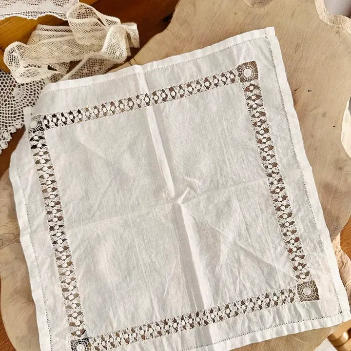 [BUNJANG] Pure Linen Drawnwork Handkerchief / 린넨가득 드론워크 행키