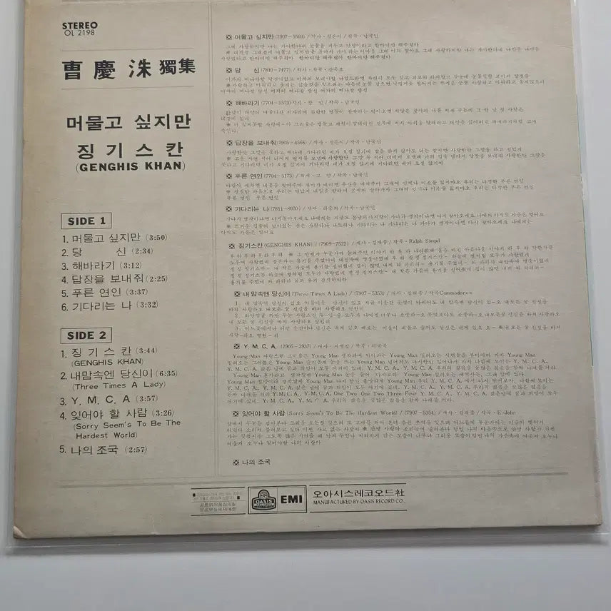 [BUNJANG] Jo Kyung Soo 6th Album LP / 조경수 6집 lp판 /1면 NM 2면 EX+