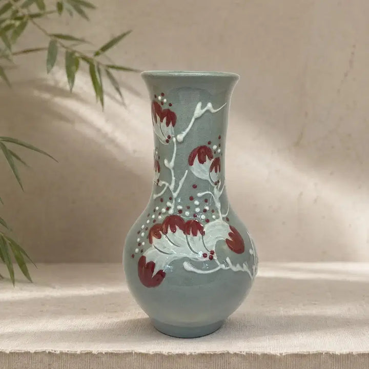 [BUNJANG] Korean Celadon Porcelain Vase / 국산 청자 꽃무늬 미니화병 항아리
