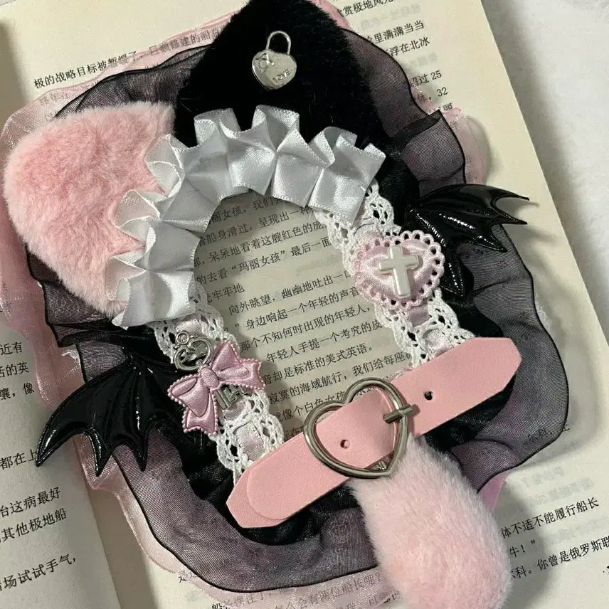 [BUNJANG] Pink Lace Devil Wing Top Loader Photocard Holder / 새상품)핑크 레이스 악마 날개 탑꾸 포카홀더