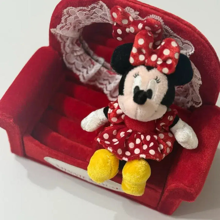 [BUNJANG] Vintage Disney Minnie Mouse Velvet Jewelry Box / 빈티지) 디즈니 미니마우스 벨벳재질 쇼파 보석함