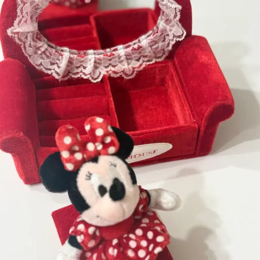 [BUNJANG] Vintage Disney Minnie Mouse Velvet Jewelry Box / 빈티지) 디즈니 미니마우스 벨벳재질 쇼파 보석함