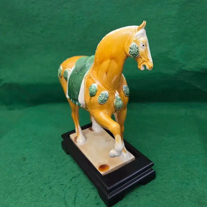[BUNJANG] Tang Sancai Horse Ceramic Sculpture (H: 36.5cm) / 중대형  당삼채 말도자기조각상(H:36.5cm)