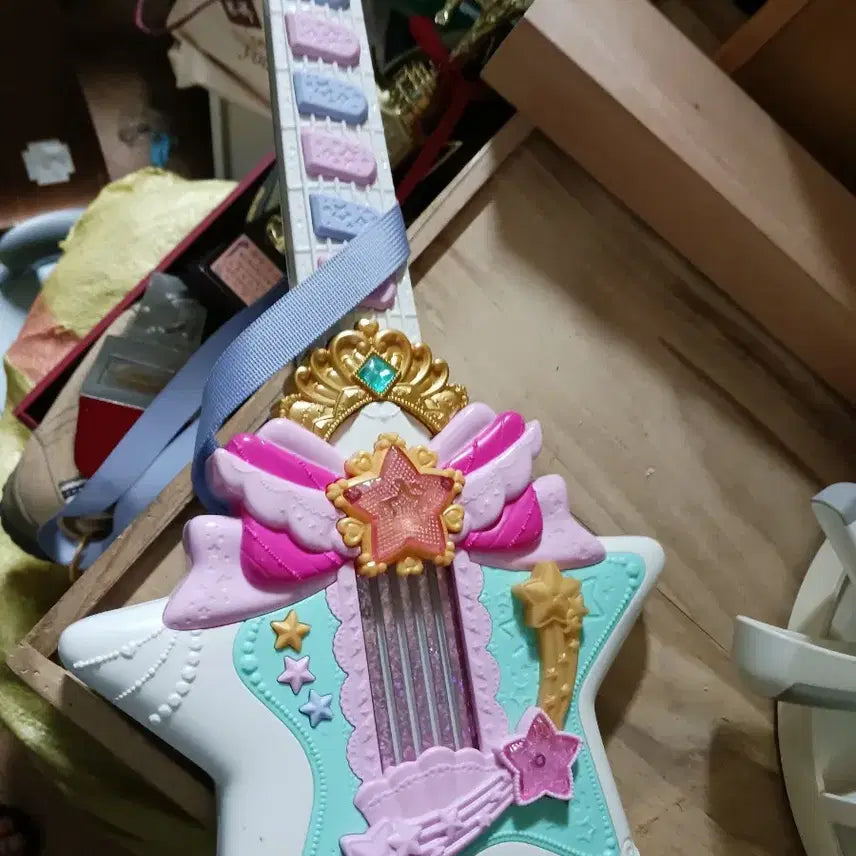 [BUNJANG] Toy Guitar Star Shape Pink Mint / 별 모양 장난감 기타 핑크 민트 길이52