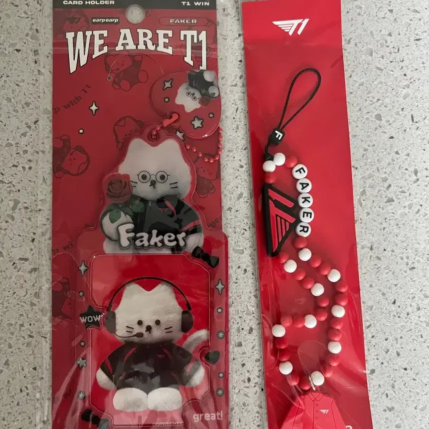 [BUNJANG] Faker T1 Card Holder &amp; Bead Strap Set / 페이커 T1 카드 홀더 및 비즈 스트랩 세트