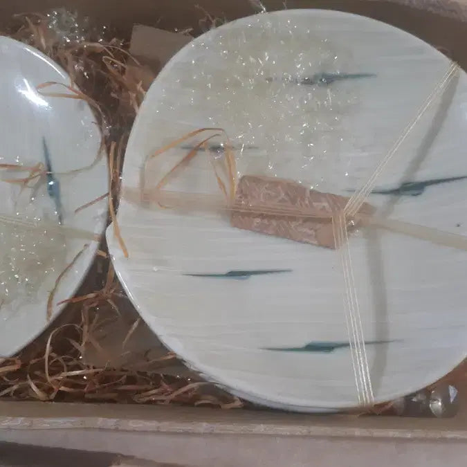 [BUNJANG] 1960s Celadon Porcelain Set - 2 Cups and 5 Saucers / 일본 미사용 컵과 접시 세트