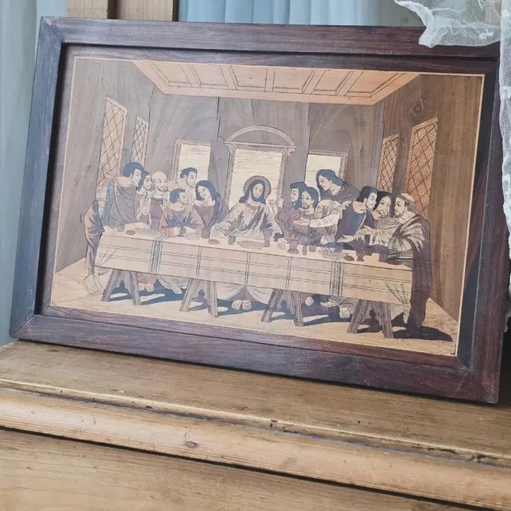 [BUNJANG] The Last Supper Marquetry Wooden Artwork / 최후의 만찬 목재 상감(Marquetry) 작품