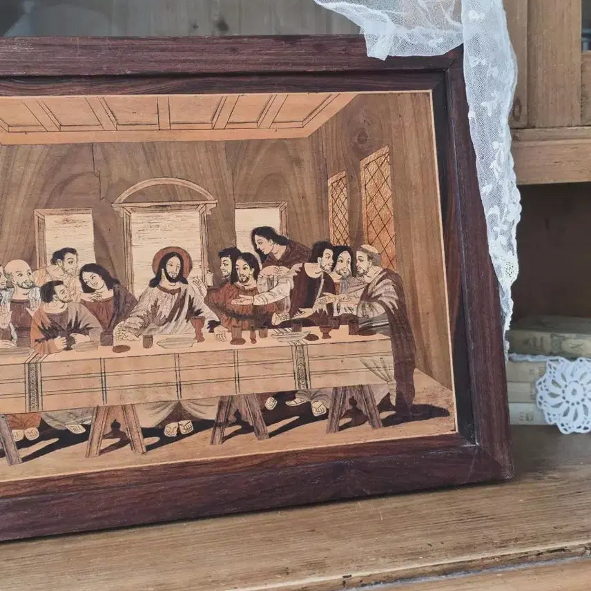 [BUNJANG] The Last Supper Marquetry Wooden Artwork / 최후의 만찬 목재 상감(Marquetry) 작품