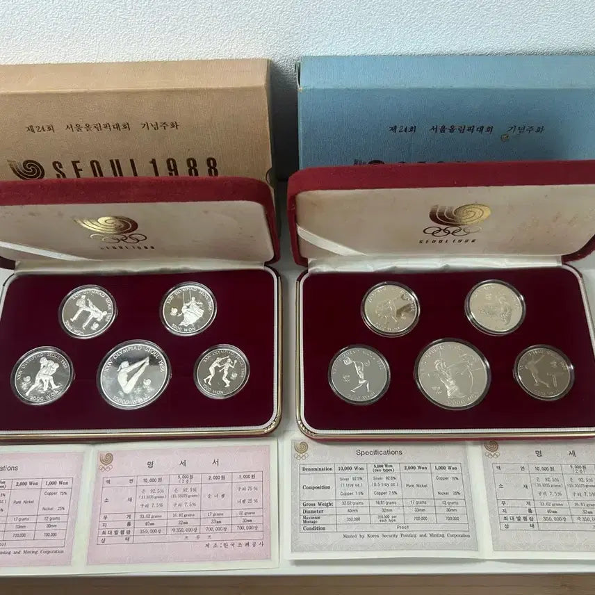 [BUNJANG] 1988 Seoul Olympics Commemorative Coin Set / 1988 서울올림픽 기념주화 5종 2세트입니다.(3.4차)