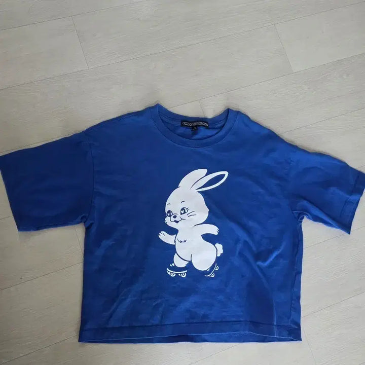 [BUNJANG] ADOR NewJeans Rabbit Graphic Crop Short Sleeve T-Shirt (S) / 어도어 뉴진스 반팔티 크롭 S