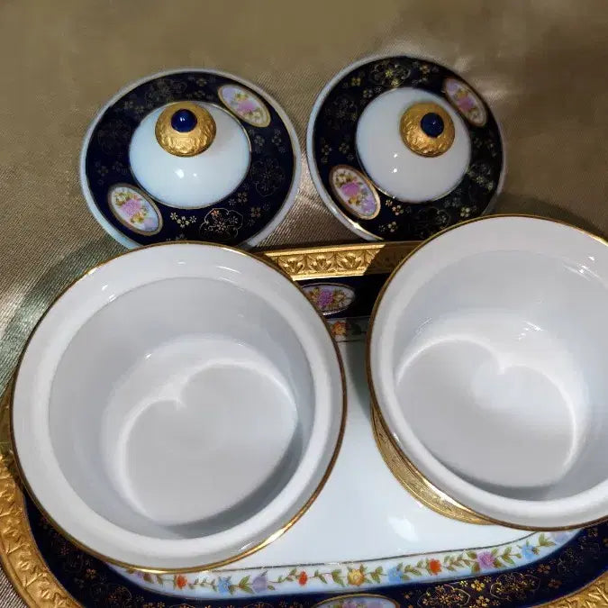 [BUNJANG] Vintage Yo-up Development Emperor Line Sugar Bowl and Creamer Set / 빈티지 요업개발 황제라인 설탕기 프림기 세트