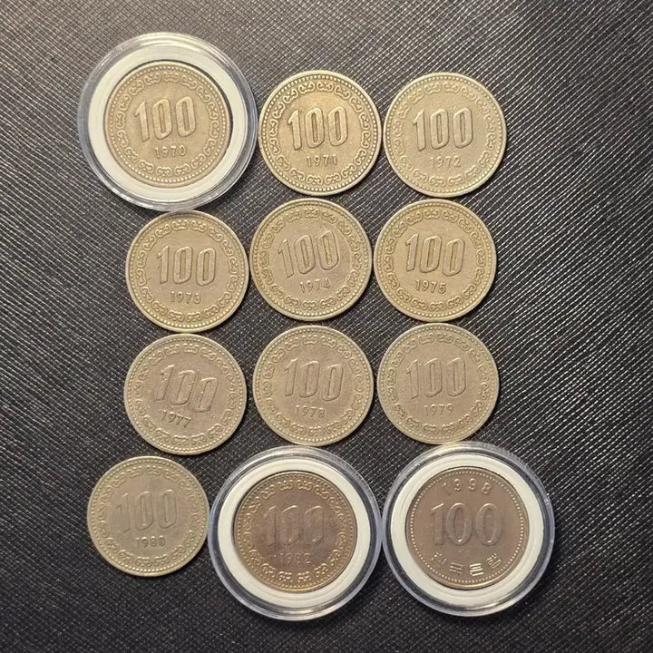 [BUNJANG] 1970-1982, 1998 South Korean 100 Won Coin Set / 100원 동전 1970년 ~ 1982년 + 1998년 줄세우기