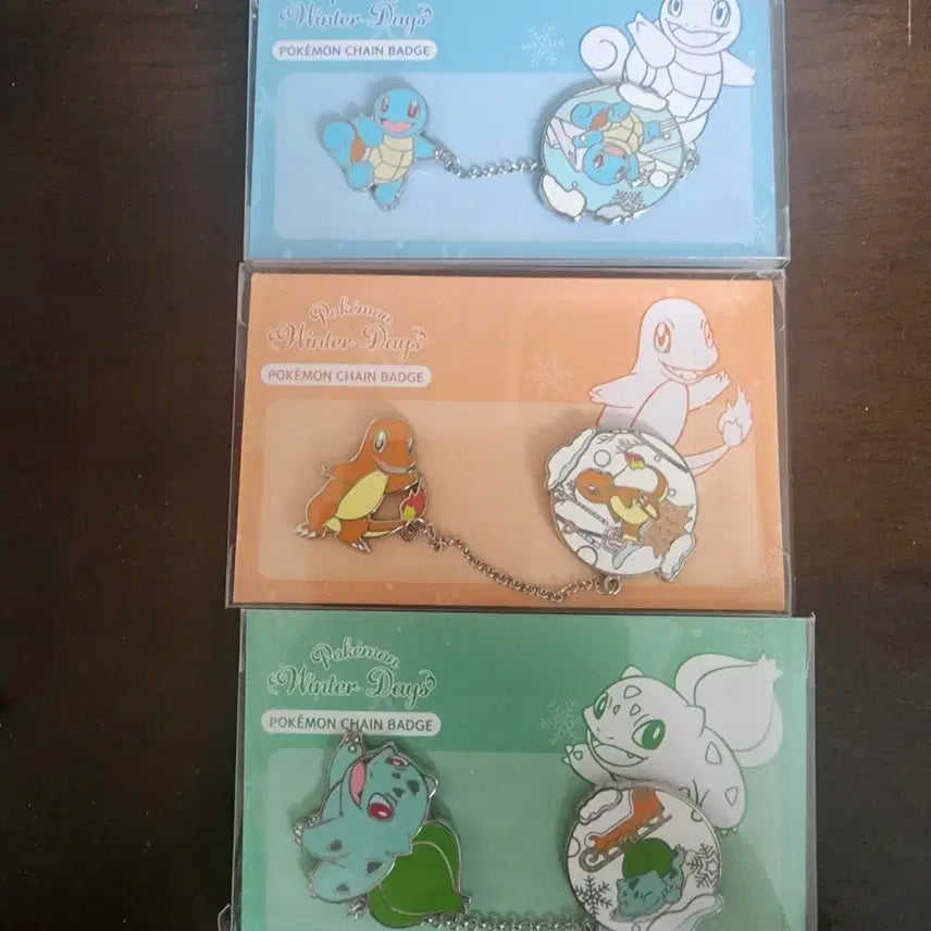 [BUNJANG] Pokemon Generation 1 Starters Chain Badge Set / 포켓몬 1세대 스타팅 포켓몬 체인 뱃지 3종 세트