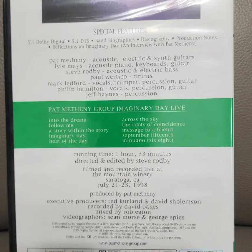 [BUNJANG] Pat Metheny Group Imaginary Day Live DVD (Sealed) / 미개봉 Pat Metheny Group DVD