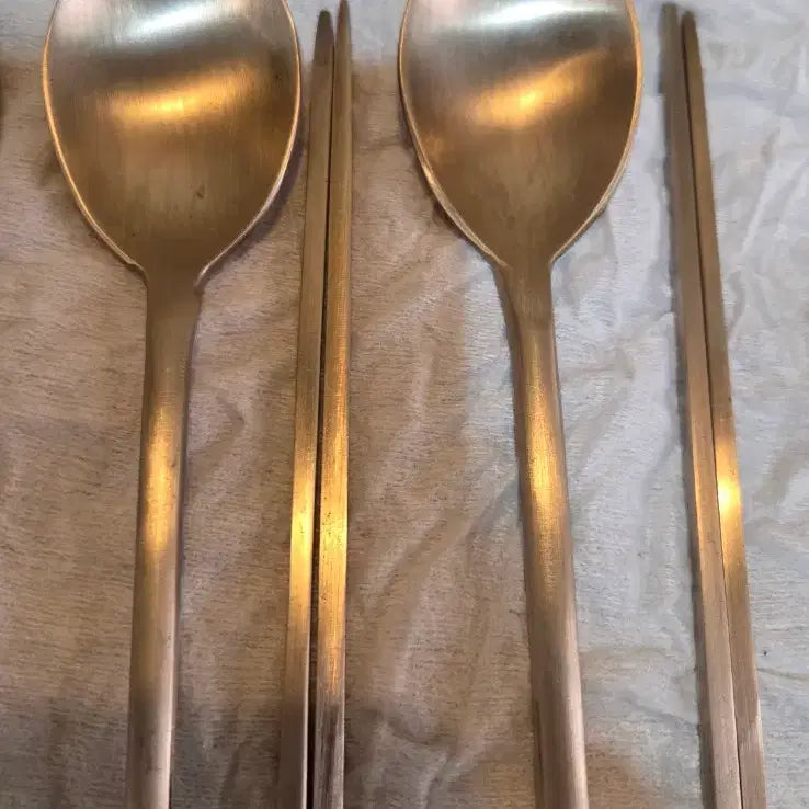 [BUNJANG] Traditional Korean Bronze Spatula and Cutlery Set / 유기 주걱과 유기 수저 일괄