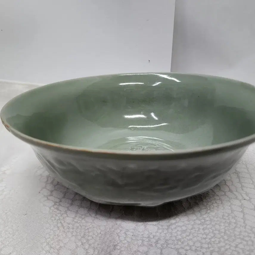 [BUNJANG] Large Celadon Floral Design Bowl / 중국도자기 청자 꽃문양 대형 그릇 접시
