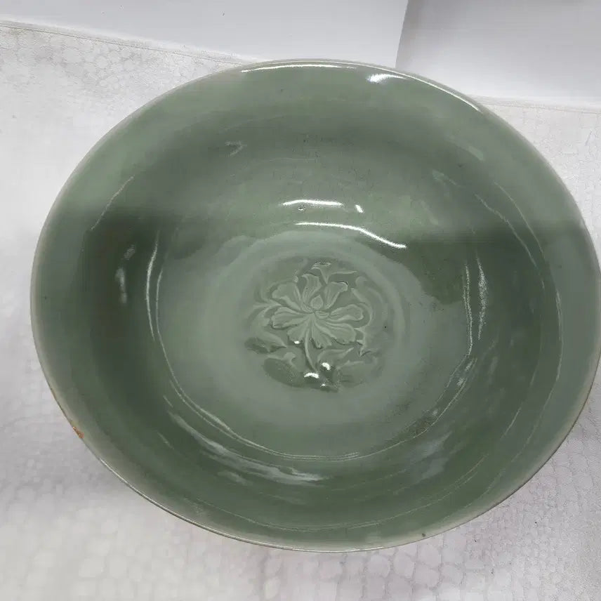 [BUNJANG] Large Celadon Floral Design Bowl / 중국도자기 청자 꽃문양 대형 그릇 접시