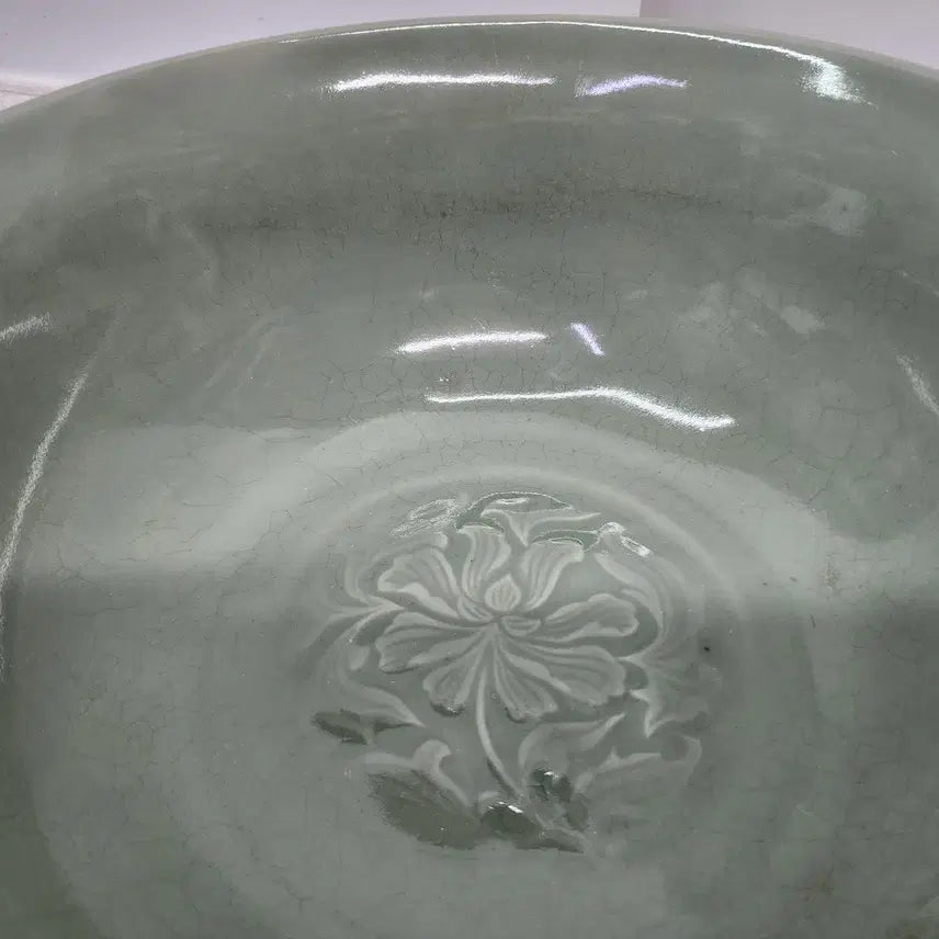 [BUNJANG] Large Celadon Floral Design Bowl / 중국도자기 청자 꽃문양 대형 그릇 접시