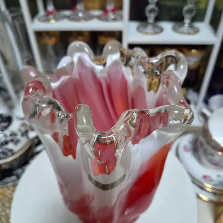 [BUNJANG] Tajima Crystal Vase Red and White / 일본 타지마 크리스탈 꽃병