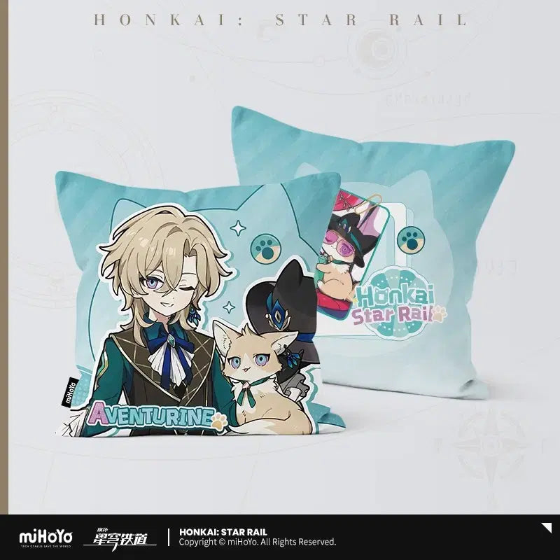 [BUNJANG] Honkai: Star Rail Aventurine Cushion (Cat Illustration) - Sealed / 솜포함, 미개봉) 붕괴스타레일 붕스 어벤츄린 쿠션 솜 인형 고양이 미니 일러 아크릴