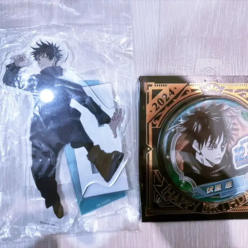 [BUNJANG] Jujutsu Kaisen Megumi Fushiguro Birthday Acrylic Stand &amp; Can Badge Bundle / 주술회전 후시구로 메구미 아크릴,생일 캔뱃지 일괄