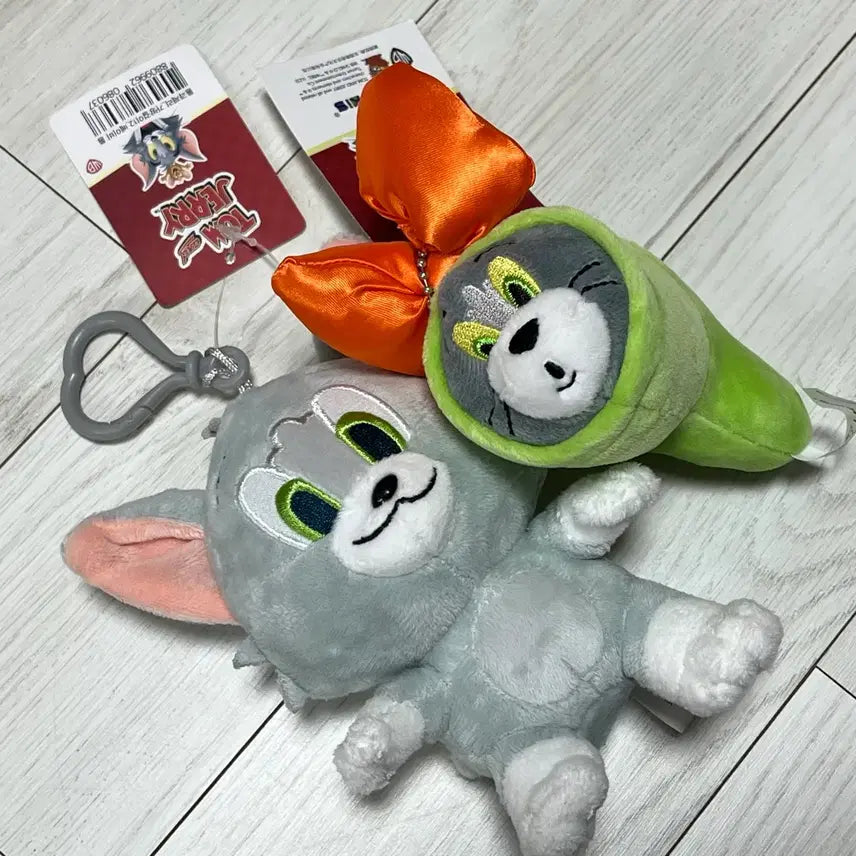[BUNJANG] Tom and Jerry Tom Plush Keychain Bundle Set / 톰과제리 톰 인형 키링 2개 일괄 (베이비 톰 &amp; 애벌레 리본 톰)
