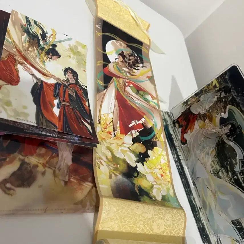 [BUNJANG] Tian Guan Ci Fu Hua Lian Small Acrylic Stand, Scroll Rod, and Colored Paper Set / 천관사복 화련 소형 태자열신도 족자봉, 아크릴 스탠드, 색지